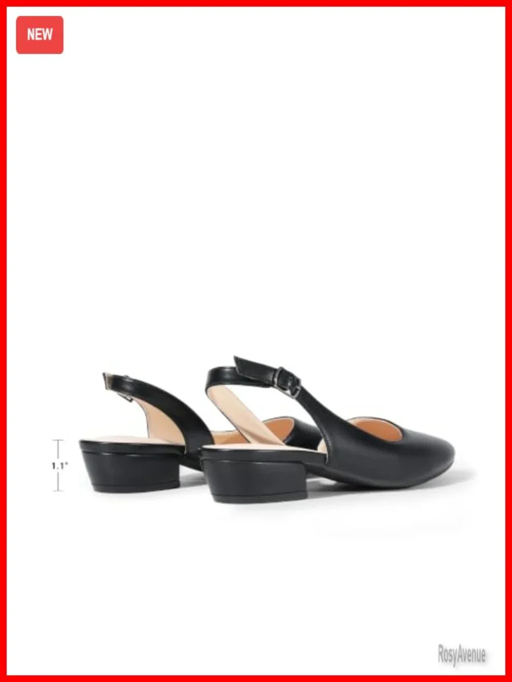 PU Leather Slingback Kitten Heels Pointed Toe Ankle Strap Dressy Pumps